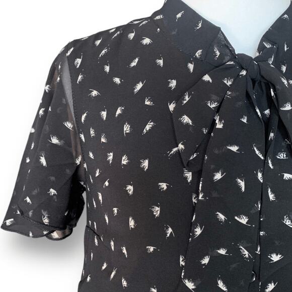 ModCloth Black Dandelion Maxi Dress Bow Detail Tie Neck Sheer Flutter Sleeve XS - Picture 9 of 15